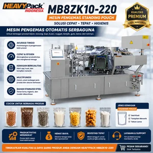 HEAVYPACK  MB8ZK10-220 Mesin Pengemas Standing Pouch Untuk Produk Bijian / Kacang / Kopi / Kuaci / Nugget / Keripik / Gula / Beras Dan Lainnya / MESIN PENGEMAS OTOMATIS