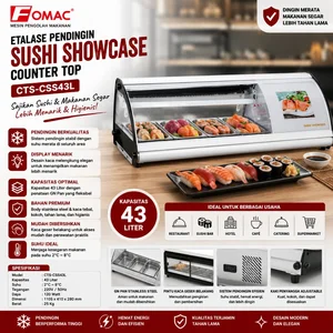 FOMAC ETALASE PENDINGIN / COUNTER TOP MESIN SHOWCASE SUSHI (FOMAC) CTS-CSS43L