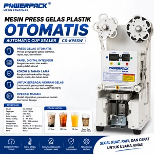 POWERPACK MESIN PRESS GELAS PLASTIK OTOMATIS / AUTOMATIC MESIN CUP SEALER (POWERPACK) CS-K95SW WHITE COLOR