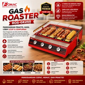 FOMAC MESIN PEMANGGANG GAS 4 TUNGKU TANPA ASAP / 4 BIG HEAD ENVIRONMENT FRIENDLY ROASTER (FOMAC) ROS-GK255