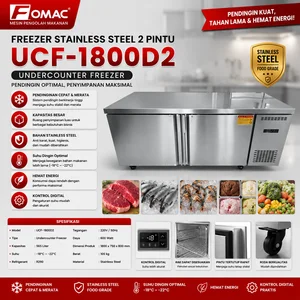 FOMAC FREEZER STAINLESS STEEL 2 PINTU / UNDERCOUNTER FREEZER (FOMAC) UCF-1800D2