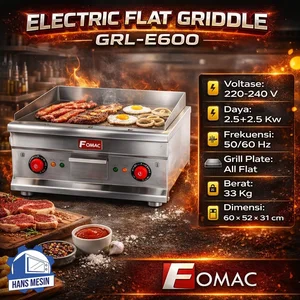 FOMAC MESIN PEMANGGANG SERBAGUNA PELAT DATAR / ELECTRIC GRIDDLE (FOMAC) GRL-E600