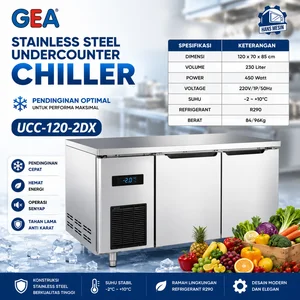 UNDERCOUNTER CHILLER 2 PINTU S/S (GEA) UCC-120-2DX / UCC1202DX / Upright Chiller
