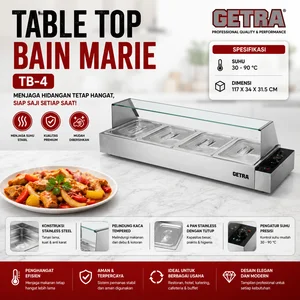 TABLE TOP BAIN MARIE / PENGHANGAT MAKANAN (GETRA) TB-4 / Mesin Penghangat Makanan dan Minuman