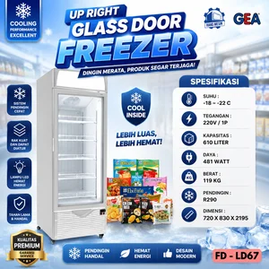 UPRIGHT GLASS DOOR FREEZER (GEA) FD-LD67 / Freezer GEA Pintu Kaca 481 L