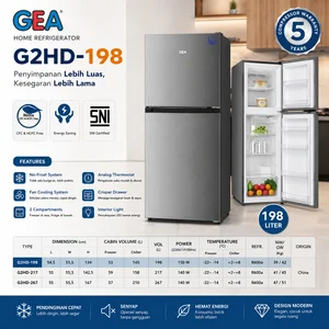 HOME REFRIGERATOR (GEA) G2HD-198 / Kulkas 2 Pintu GEA 198 Liter