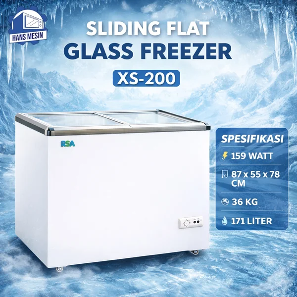 SLIDING FLAT GLASS FREEZER (RSA) XS-200