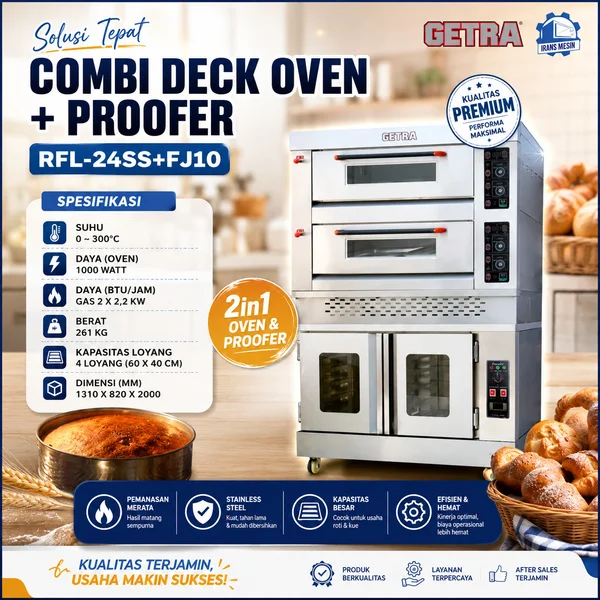  GETRA COMBI DECK OVEN + PROOFER RFL-24SS+FJ10 / OVEN + PENGEMBANG ROTI