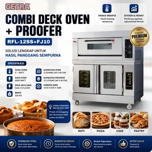 GETRA COMBI DECK OVEN + PROOFER RFL-12SS+FJ10 / OVEN + PENGEMBANG ROTI