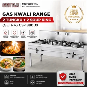 GAS KWALI RANGE 2 TUNGKU + 2 SOUP RING (GETRA) CS-1880DX