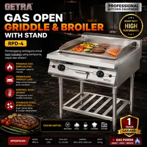 GAS OPEN GRIDDLE & BROILER WITH STAND (GETRA) RPD-4 / MESIN PEMANGGANG