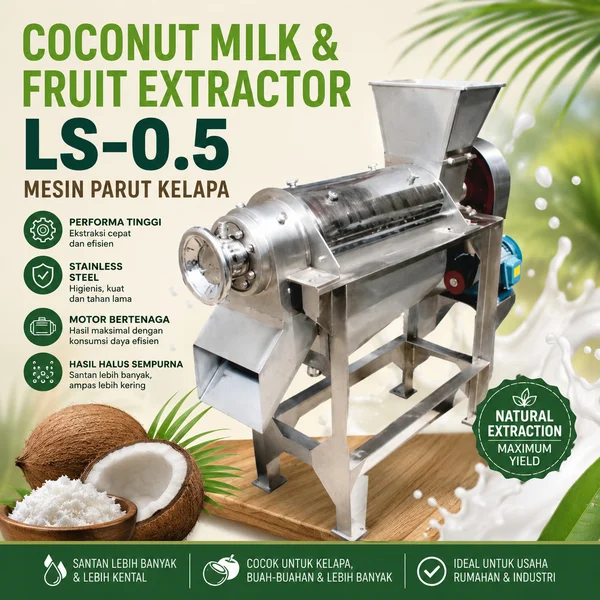 COCONUT MILK & FRUIT EXTRACTOR LS-0.5 / MESIN PARUT KELAPA