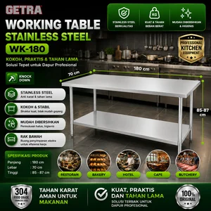 WORKING TABLE STAINLESS STEEL (GETRA) WK-180 / MEJA DAPUR
