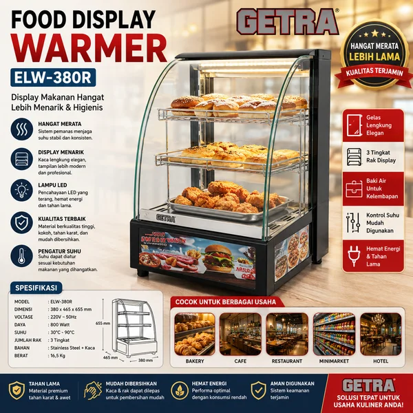 FOOD DISPLAY WARMER (GETRA) ELW-380R / Mesin Penghangat Makanan dan Minuman