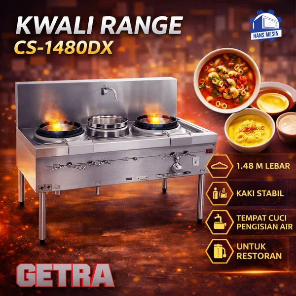 GAS KWALI RANGE 2 BURNER + 1 SOUP RING (GETRA) CS-1480DX