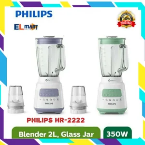 Blender PHILIPS kaca 2L HR-2222 - pro blend dry mill HR2222 ori - Hijau