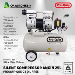 Kompresor Angin Listrik 25 Lt Oil Free 750 Watt Proquip QOS25