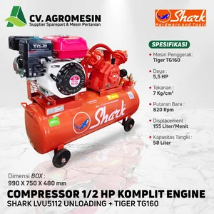 Kompresor Angin Bensin 58 L Unloading 5.5 HP Shark LVU5112