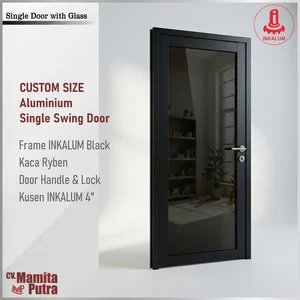 Pintu Aluminium Single Kaca+Frame Kusen Inkalum 4 inch