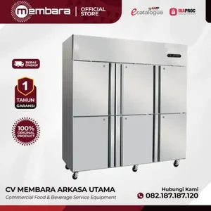 Upright Chiller 6 Pintu CROWN G1600 Kabinet Stainless Dapur Restoran 1600 Liter