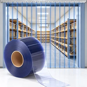 Blue Clear PVC Strip Curtain Roll, Tirai PVC / Plastik, 2–3 mm x 20–30 cm x 50 m