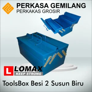 LOMAX Tools Box Kotak Perkakas Besi 2 Susun Toolbox Warna Biru Tool Box