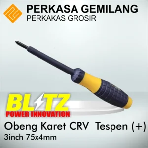 Obeng Karet CRV BLITZ (+) Tespen 3 Inch 75 x 44 mm Obeng Tespen Testpen AC