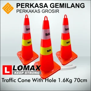 LOMAX Traffic Cone Kerucut 70cm Kerucut Lalu Lintas 70 cm Orange Dengan Lubang