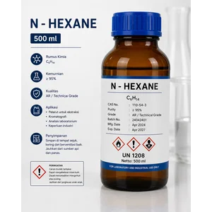 N-Hexane 500 mL Solvent Laboratory Grade Pelarut Kimia - Pelarut Kimia