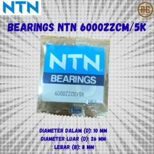 Ball Bearing NTN 6000ZZCM/5K – Double Shield ZZ – Deep Groove Ball Bearing 6000 ZZ Original