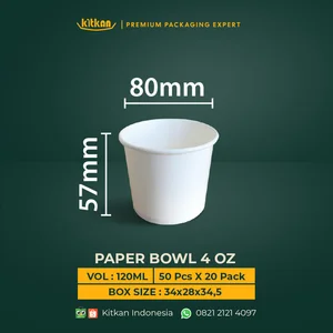 WHITE COLD PAPER CUP 4 OZ/120 ML - KITKAN - 80 MM X 57 MM