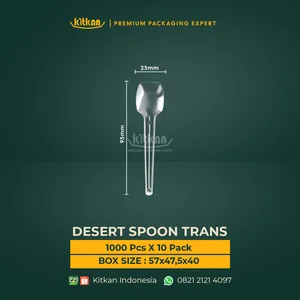 PLASTIC SPOON (10 CM) TRANSPARANT (WRAPPING FILM) - KITKAN - 95 MM X 25 MM