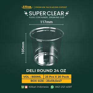 SUPER CLEAR DELI ROUND PET 24 OZ/800 ML - KITKAN - 117 MM X 105 MM