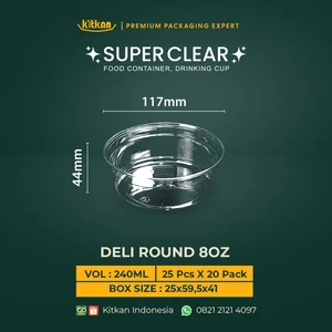 SUPER CLEAR DELI ROUND PET 8 OZ/240 ML - KITKAN - 117 MM X 44 MM