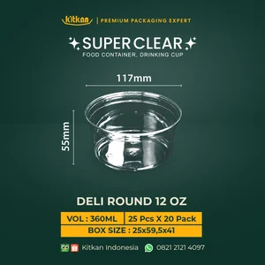 SUPER CLEAR DELI ROUND PET 12 OZ/360 ML - KITKAN - 117 MM X 44 MM