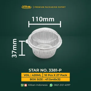 ALUMUNIUM TRAY 3381 420 ML + LID - KITKAN - 146 MM X 38 MM