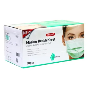 Alat Laboratorium Umum Masker Karet Earloop 3ply Hijau 1 Box (50pcs)