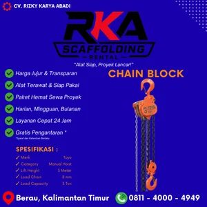 Sewa Chain Block Toyo 3 Ton Rantai 3 Meter Berau