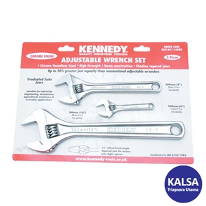 Kennedy KEN-501-1600K Chrome Finish Set Adjustable Wrenches