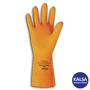 An Orange Heavyweight 87-208 Natural Rubber Latex Chemical and Liquid Protection Glove