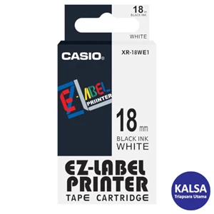 Casio EZ - Label Printer Color Tape Cartridge XR-18WE1 Width 18 mm Black On White
