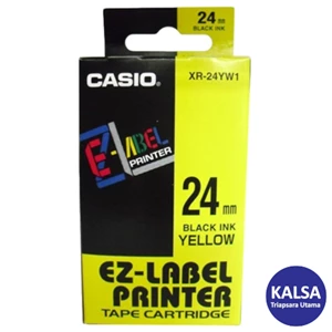 Casio EZ - Label Printer Color Tape Cartridge XR-24YW1 Width 24 mm Black On Yellow