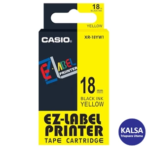 Casio EZ - Label Printer Color Tape Cartridge XR-18YW1 Width 18 mm Black On Yellow