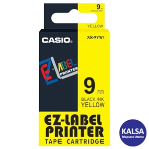 Casio EZ - Label Printer Color Tape Cartridge XR-9YW1 Width 9 mm Black On Yellow