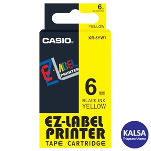 Casio EZ - Label Printer Color Tape Cartridge XR-6YW1 Width 6 mm Black On Yellow