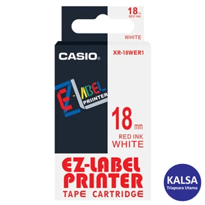 Casio EZ - Label Printer Color Tape Cartridge XR-18WER1 Width 18 mm Red On White