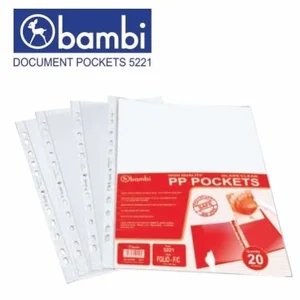 Plastik PP Pocket Bambi ukuran F4 5221 (1 Pak isi 20 Pcs)