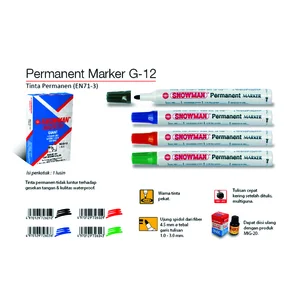 SPIDOL WARNA MARKER SNOWMAN G-12 BLACK KEMASAN (1 LUSIN = 12PCS)