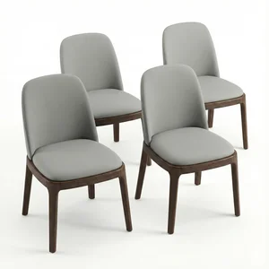 Kursi Makan Upholstered PU Leather Kayu Solid Mahoni 