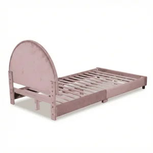 Tempat Tidur Lucu untuk Kasur Anak Upholstered Beludru Velvet Model Pelangi dengan LED strip